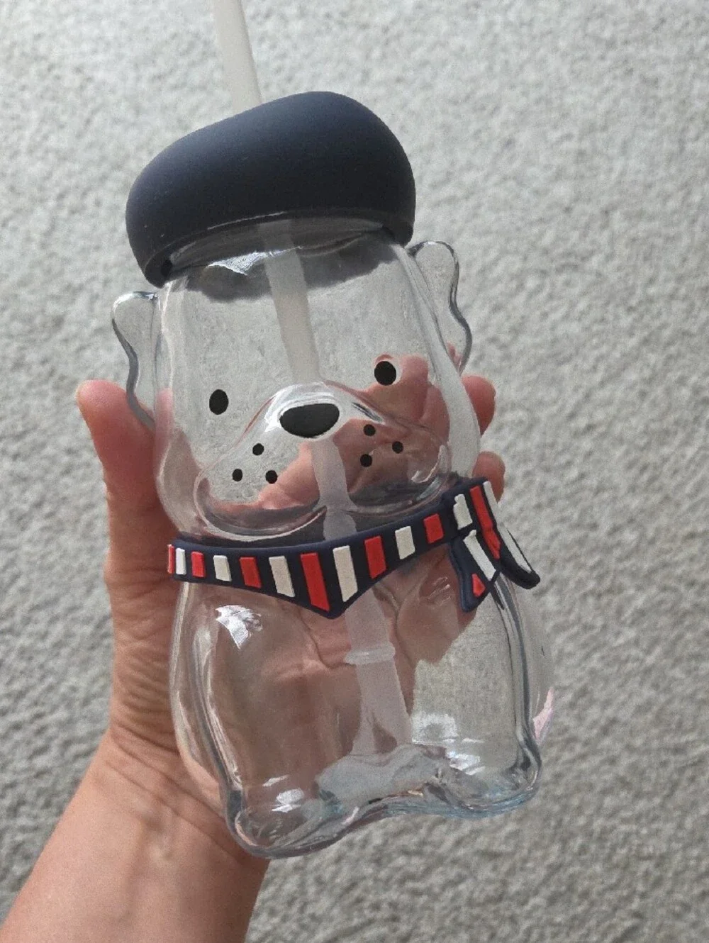 NWT Frenchie Glass Tumbler French Bulldog With Beret And Scarf